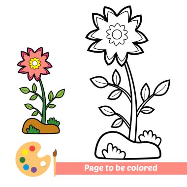 Çocuklar için boyama kitabı, çiçek vektörü