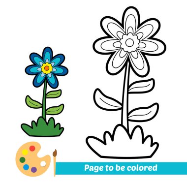 Çocuklar için boyama kitabı, çiçek vektörü
