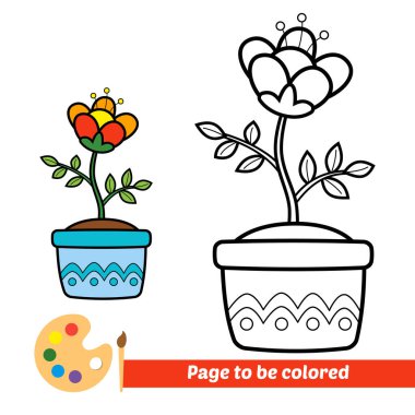 Çocuklar için boyama kitabı, çiçek vektörü
