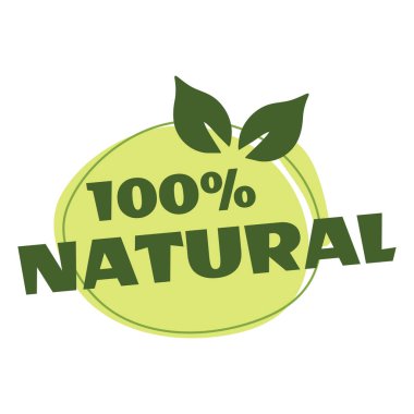 Doğal ürünler etiketi, etiketi, rozeti ve logosu. Ekoloji ikonu. Organik ve çevre dostu ürünler için yeşil yapraklı logo şablonu. Vektör illüstrasyonu