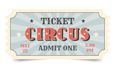 Klasik sirk bileti tasarımı. Vektör retro bilet şablonu.
