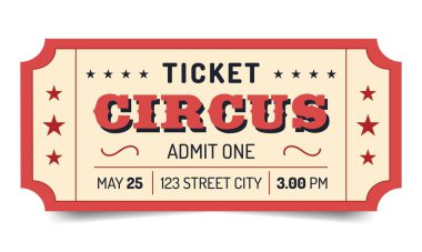 Sirk bileti izole. Vektör illüstrasyonu