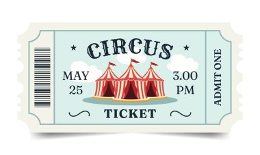 Sirk bileti şablonu. Vektör illüstrasyonu