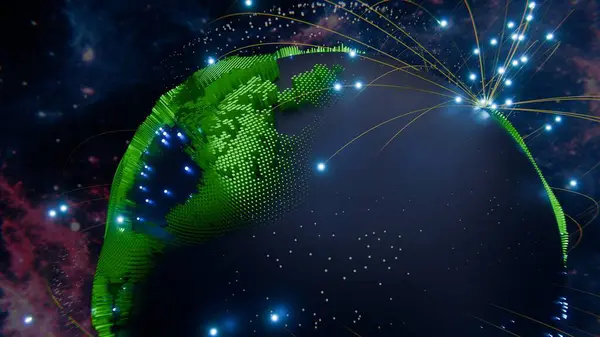 Rendering Earth Network Connecting Global Business Communication Technology Globe Network Stock Image