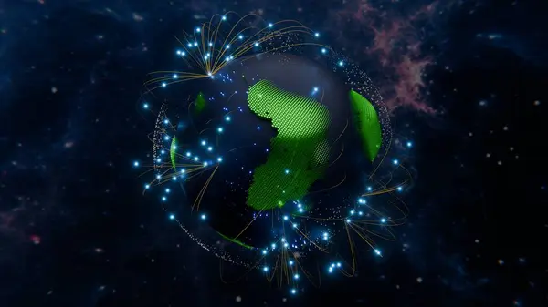 Rendering Earth Network Connecting Global Business Communication Technology Globe Network Royalty Free Stock Photos