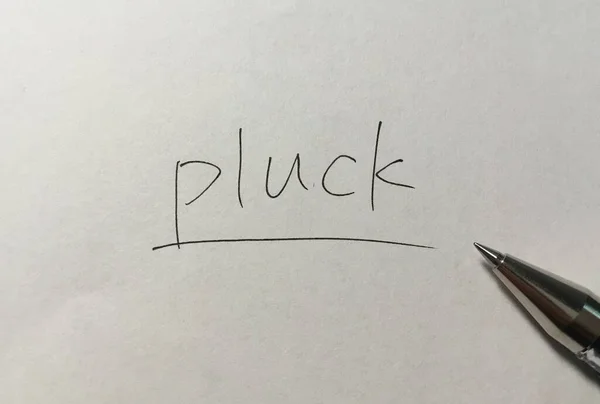 Слово Концепції Pluck Фоні Паперу — стокове фото