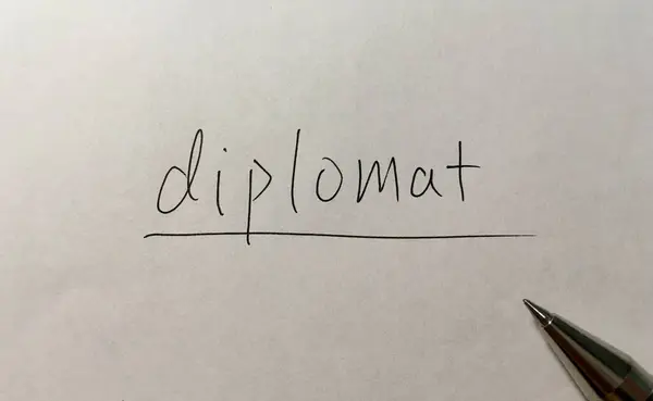 Diplomata Fogalom Szó Papíron Háttér — Stock Fotó