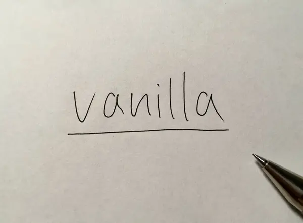 Vanille Konzept Wort Auf Papier Hintergrund — Stockfoto