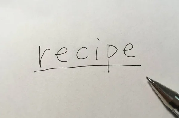 Recept Concept Woord Papier Achtergrond — Stockfoto
