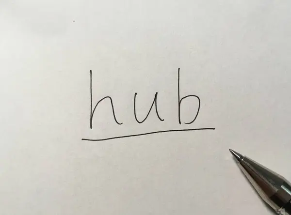 Hub Concept Word Φόντο Χαρτιού — Φωτογραφία Αρχείου