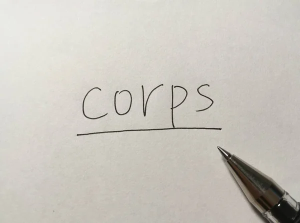Corps Koncept Ord Papper Bakgrund — Stockfoto