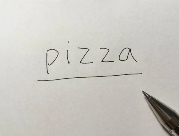 Слово Пицца Бумажном Фоне — стоковое фото