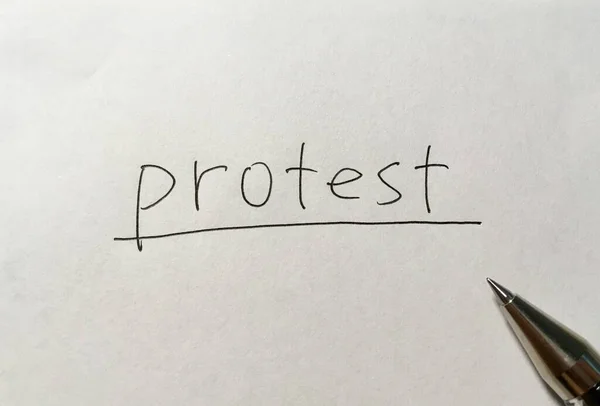 Koncepcja Protestu Słowo Papierze Tle — Zdjęcie stockowe
