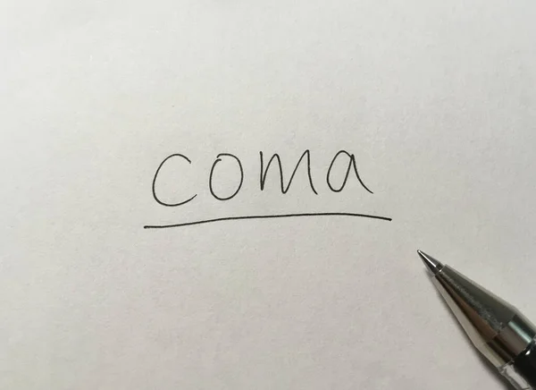 Coma Concept Mot Sur Fond Papier — Photo