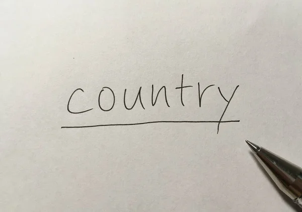 Kağıt Arkaplanda Ülke Kavramı Kelimesi — Stok fotoğraf