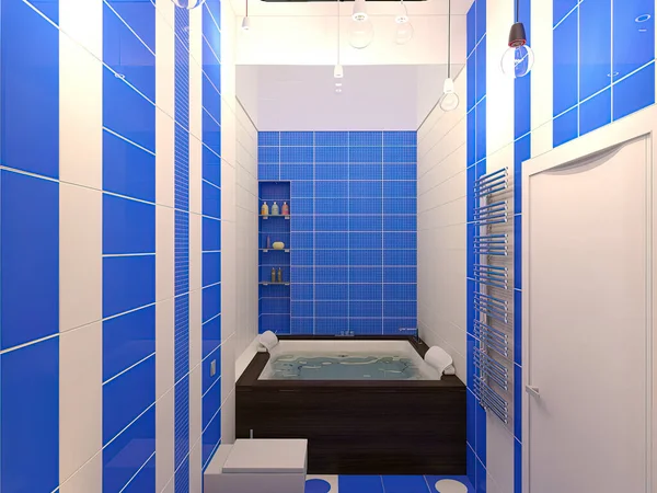 Ilustración Para Baño Esquema Color Azul Baño Diseño Interior Estilo — Foto de Stock