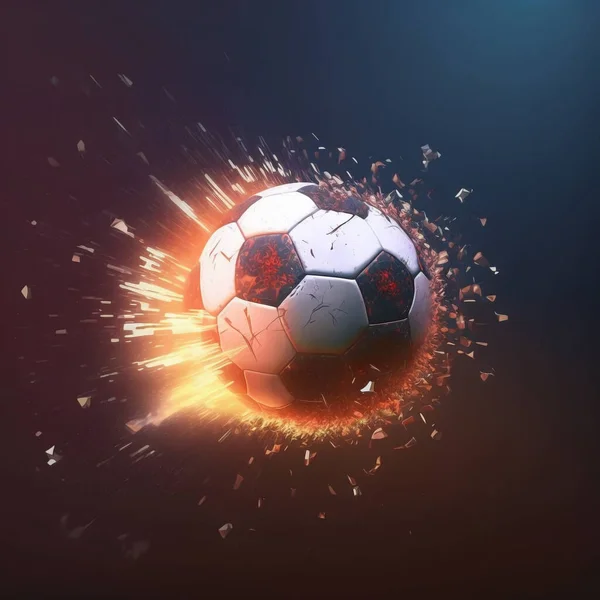 Explodindo Bola Futebol Renderização Imagem De Stock