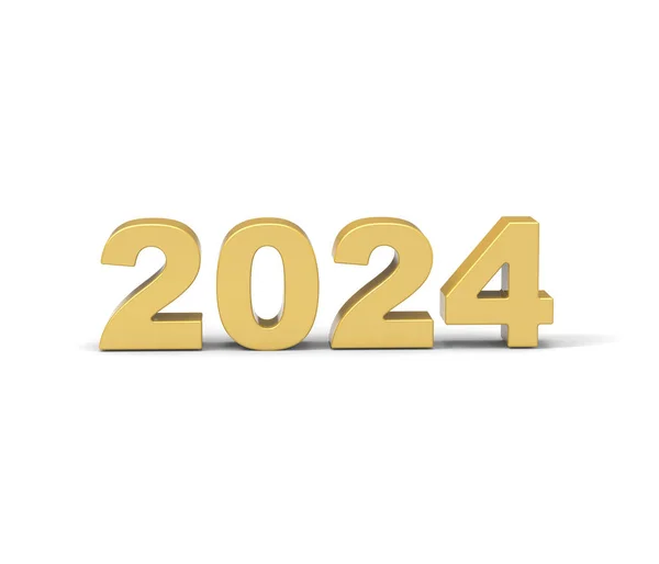 新年2024 ホワイトバックグラウンド 3Dレンダリング ストック写真