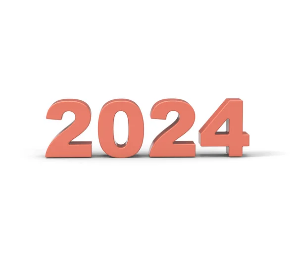 Año Nuevo 2024 Sobre Fondo Blanco Renderizado Imagen de archivo