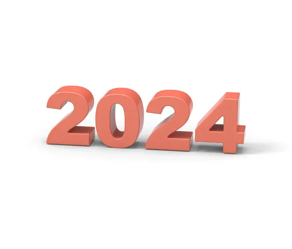 Νέο Έτος 2024 Λευκό Φόντο Απόδοση Royalty Free Εικόνες Αρχείου