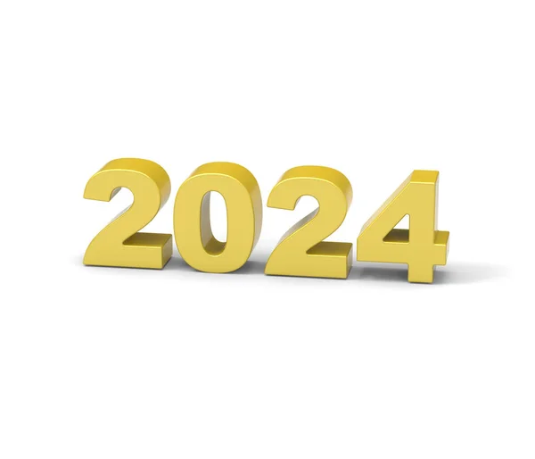 Nový Rok 2024 Bílém Pozadí Vykreslování Royalty Free Stock Fotografie