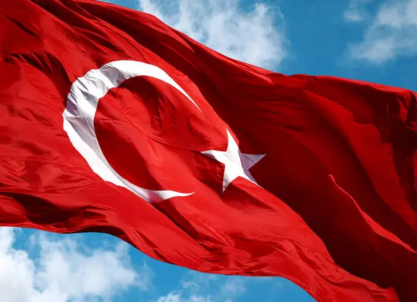 stock image The Turkish flag waving in the wind