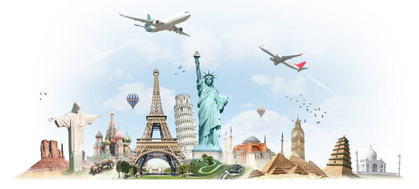 Travel the world landmarks concept