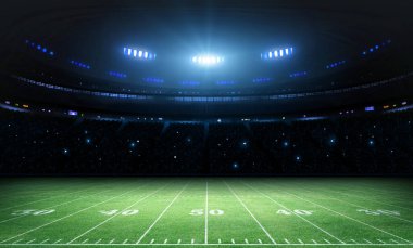 Akşamları Amerikan Futbol Stadyumu bomboş. Hayali Amerikan Futbol Stadyumu modellendi ve sahnelendi..