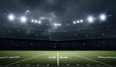 Hayali bir Amerikan futbol stadyumu manzarası