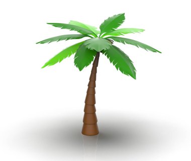 Yeşil Yapraklar ve Kahverengi Sandıklı Tropikal Palmiye Ağacı İllüstrasyonu