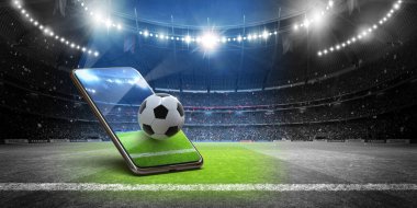  Hayali stadyumdaki mobil cihazda futbol deneyimi.