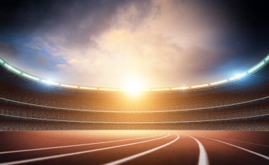 Olimpiyat Stadyumunda Gün Batımı, Full Crowd, 3D görüntüleme