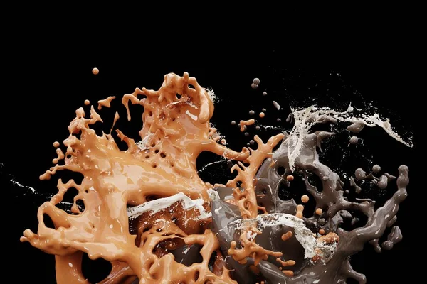 Vykreslování Bílé Kapaliny Splash Abstraktní Tekuté Pozadí Koncept Cákání Kávy — Stock fotografie