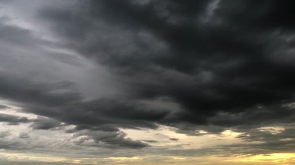 Time Lapse Dark Clouds Rain Storm Clouds Moving Golden Sky — Vídeo de stock