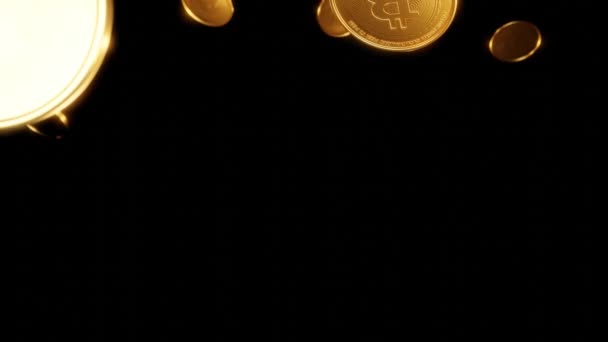 Bitcoin Btc Cryptocurrency Χρυσά Νομίσματα Ψηφιακό Νόμισμα Χρηματιστήριο — Αρχείο Βίντεο