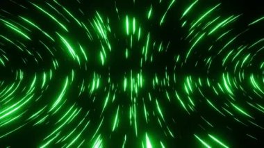 3D futuristic neon light trails green color moving animations loop background