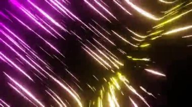 3D futuristic neon light trails purple and yellow color moving animations loop background