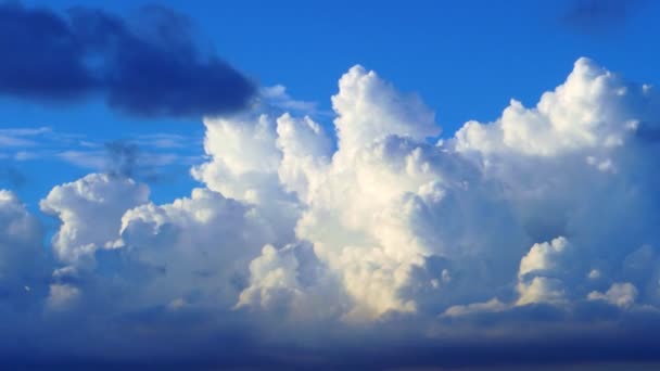 Nice Moving White Cirrus Cloud Horizon Beautiful Blue Sky Cloudscape — Stock Video