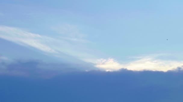Nuvem Cirro Branco Movimento Agradável Horizonte Céu Azul Bonito Paisagem — Vídeo de Stock