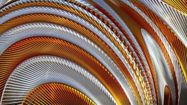 3D görüntüleme, altın tel desenli lüks arka plan, modern dalga hareket döngüsü