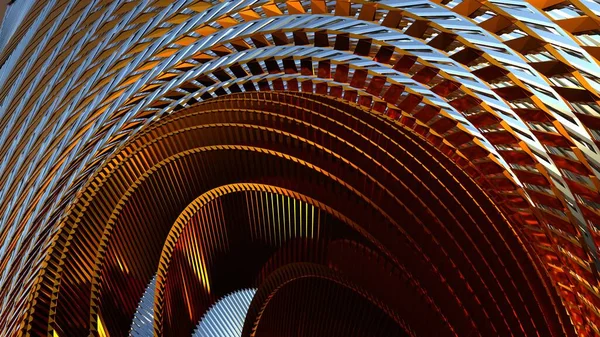 3D görüntüleme, altın tel desenli lüks arka plan, modern dalgalar hareketi