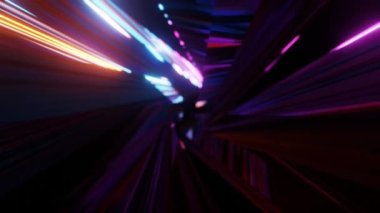 Tünel fütüristik neon ışık izleri renk hareketli animasyon döngüsü arka planı