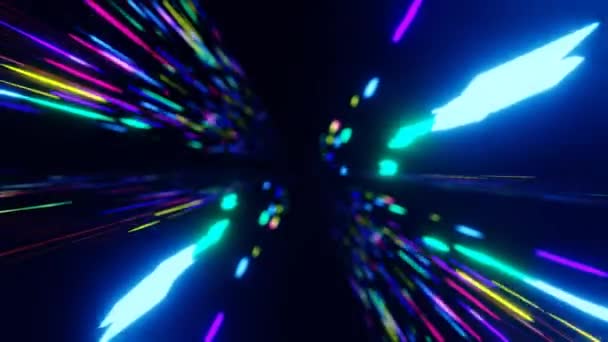 隧道未来主义霓虹灯小径彩色动态动画循环背景 — 图库视频影像