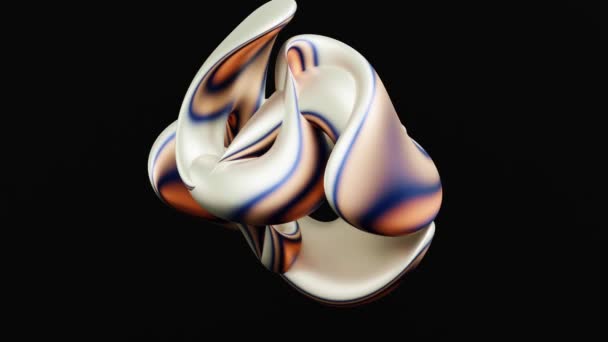 Render Abstrakt Slät Form Holografiska Färger Svart Bakgrund Slingor Animation — Stockvideo