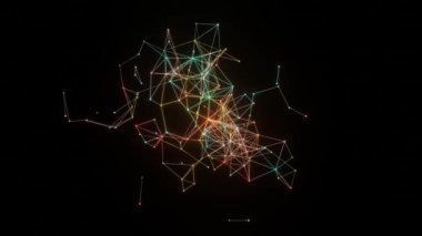 Dijital Plexus bağlantı hattı ve noktalar hareket ediyor, fütüristik teknoloji nöral ağları, yapay zeka (yapay zeka) arka planı. Dijital ağ konsepti. 3B Hazırlama