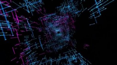 Fütürist bilim kurgu çizgisi nokta teknolojisi, Soyut hareket grafiği dijital, İnternet veri ağı animasyon arka planı