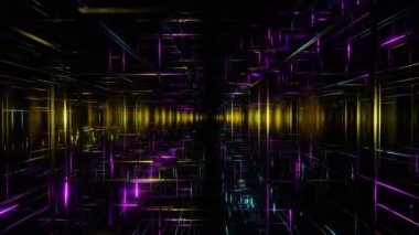 Gelecekçi bilim kurgu holografik teknolojisi, soyut hareket grafik dijital, internet veri ağı animasyon arka planı