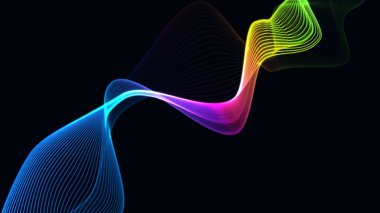 Siyah arkaplan üzerinde fütüristik Spektrum dalgaları çizgi renkli