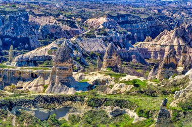 Türkiye 'nin Kapadokya kentinde Peri Bacaları kaya oluşumu.