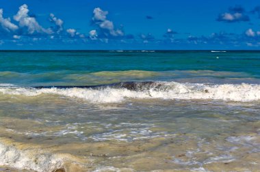 Dominik Cumhuriyeti sahillerinde dalgaların koruması.